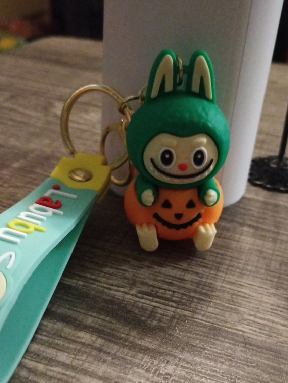 Monster Pumpkin Keychain with Mint Strap NWOT